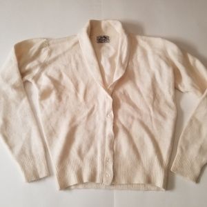 Angora & Lambswool Button Down Cardigan Sweater L